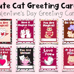 Cartes de vœux de la Saint-Valentin pour chats mignons | Cartes Cat imprimables Saint-Valentin | Téléchargement instantané | Cartes de vœux de la Saint-Valentin