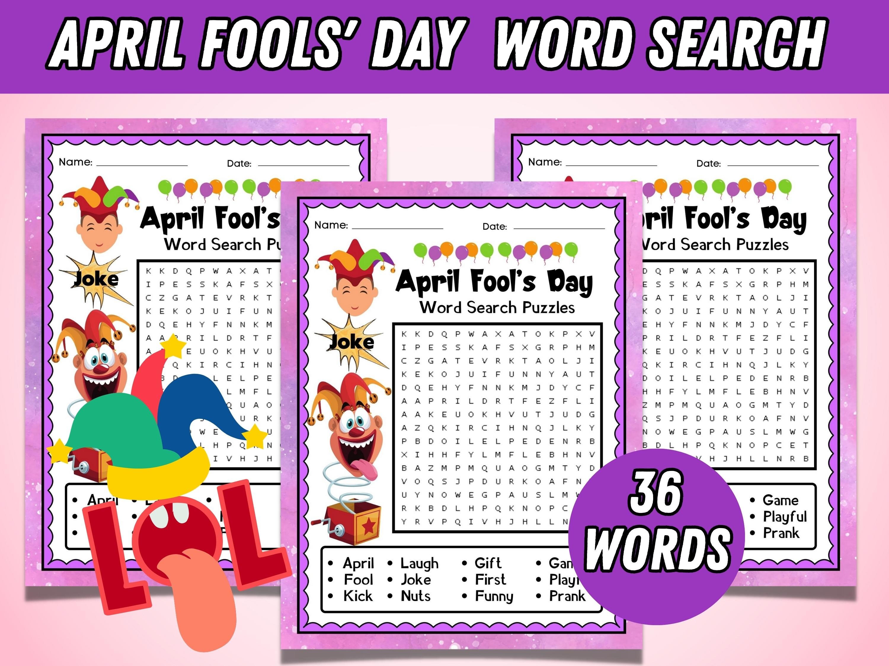 April Fools' Day Word Search | April Fools' Day Printable Puzzle | 1st ...