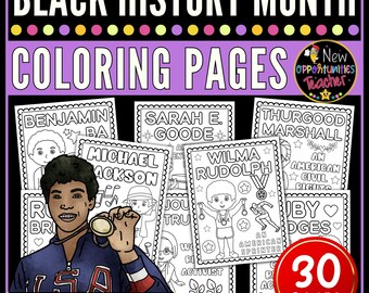 Black History Month Coloring Pages, 30 African American Leaders Coloring Sheets (PDF)