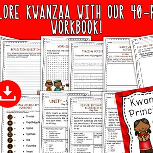 Celebrate Kwanzaa with Our Engaging Kindergarten Workbook - Kwanzaa Principles Writing, Reading Comprehension, Tracing, Drawing, and More!