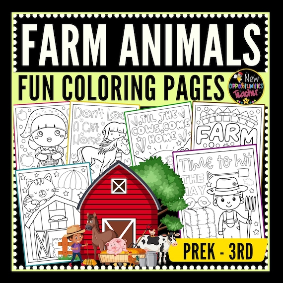 Farm Animals Coloring Pages, Autumn Theme (Digital Download)