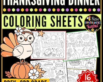 Dibujos para colorear con palabras de Acción de Gracias, láminas para colorear del Día del Pavo - Actividad infantil de noviembre