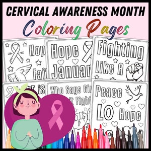 Cervical Awareness Month Coloring Pages | Cervical Awareness Coloring Sheets