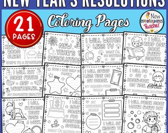 New Year's Resolutions Coloring Pages, Goal Setting Activity (PDF)