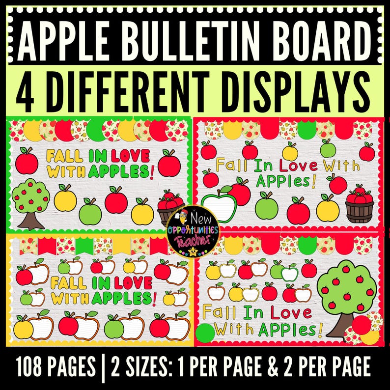 Fall Apple Bulletin Board Kit | Classroom Door Decor (digital Download ...