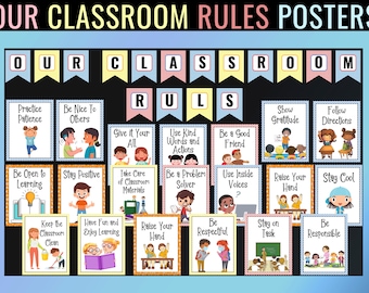 Classroom Rules Poster Set, Back to School Activity (Digital Download)