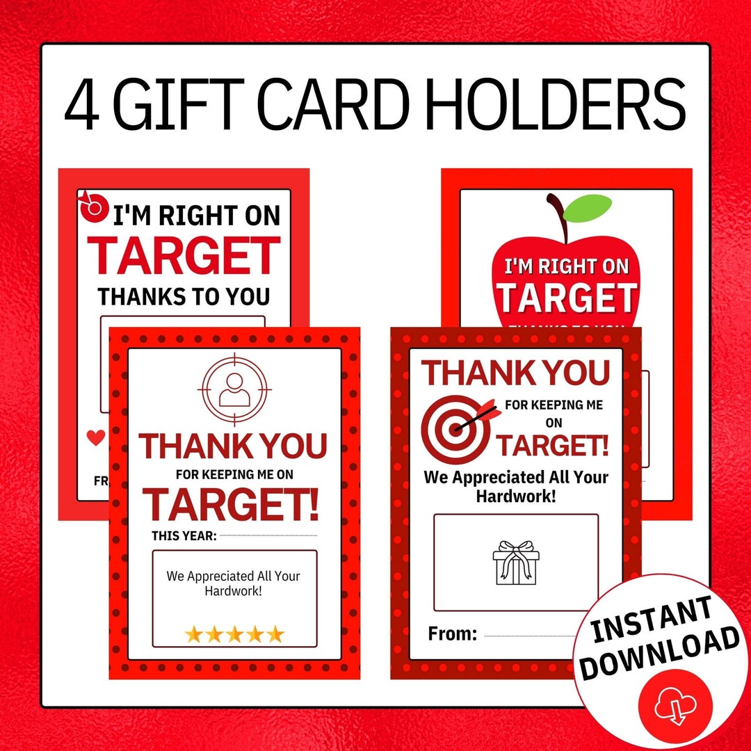 4 Target Teacher Appreciation Printable Gift Card Holder Gift Card