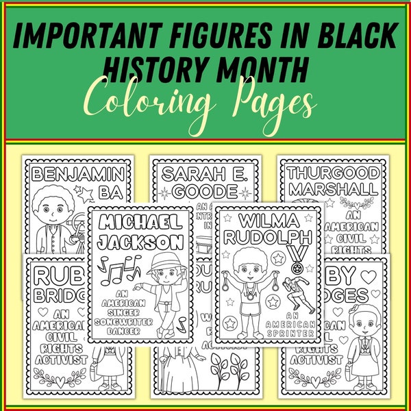 Important Figures In Black History Month Coloring Pages, African American Heroes Coloring Sheets, 23 Black Leaders Coloring Book, Fabruary