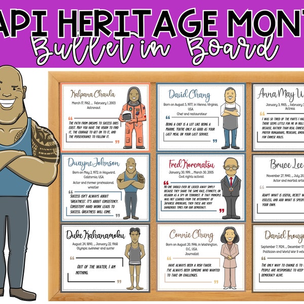 Printable Asian American & Pacific Islander Heritage Month Quote Bulletin Board Pack | AAPI Heritage Month Posters | Classroom Posters