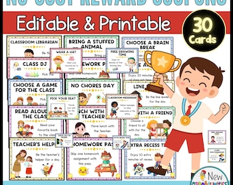 No Cost Student Reward Coupons – Class Reward incentives EDITABLE & PRINTABLE