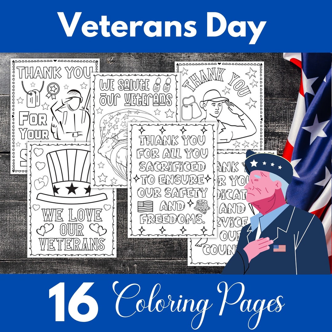 Patriotic Veterans Day Coloring Pages Patriotic Veterans Day Etsy