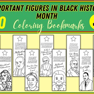 Important Figures In Black History Month Coloring Bookmarks  | African American Leaders | Civil Rights Activist Bookmarks Instant Download