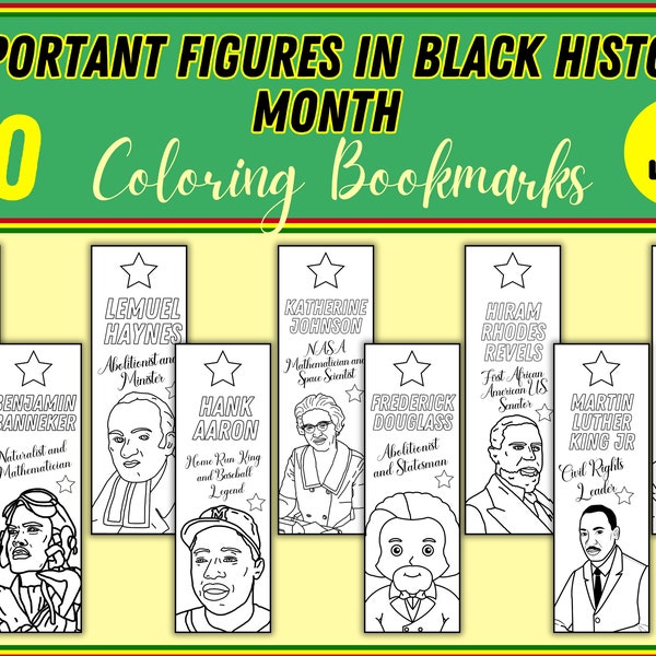 Important Figures In Black History Month Coloring Bookmarks  | African American Leaders | Civil Rights Activist Bookmarks Instant Download