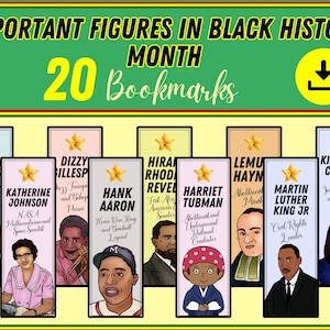 Important Figures In Black History Month Bookmarks, 20 Black Heroes, American African Leaders, Civil Rights Activist Bookmarks