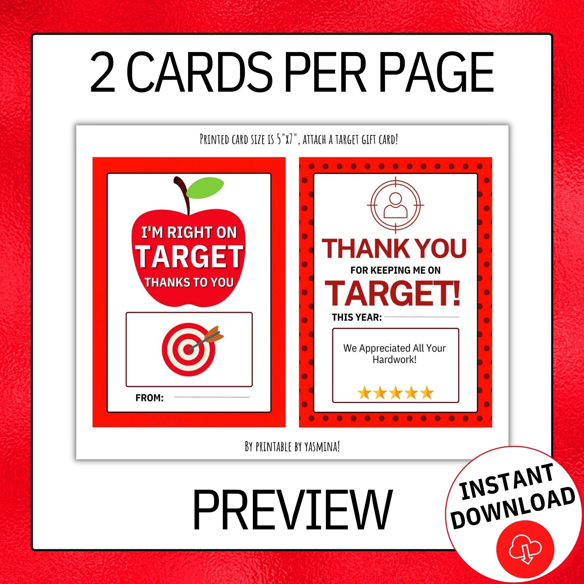 4 Target Teacher Appreciation Printable Gift Card Holder Etsy