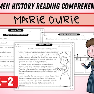 Marie Curie Reading Comprehension Passage | Women History Month Worksheets | March Activities for grade (K-2) | Timeline Activity