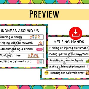 100 Acts of Kindness Posters for 100 Days of School Printable Classroom ...