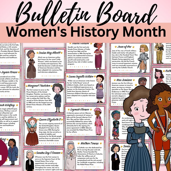 Printable Women's History Month Biography Bulletin Board | Famous Women In History Posters | Bulletin Board Set | Classroom Decoration