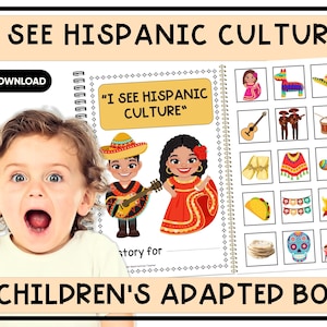 I See Hispanic Culture Interactive Adapted Book, Autism, Special Education, Early Readers, Busy Book or Preschool, Hispanic Heritage Month