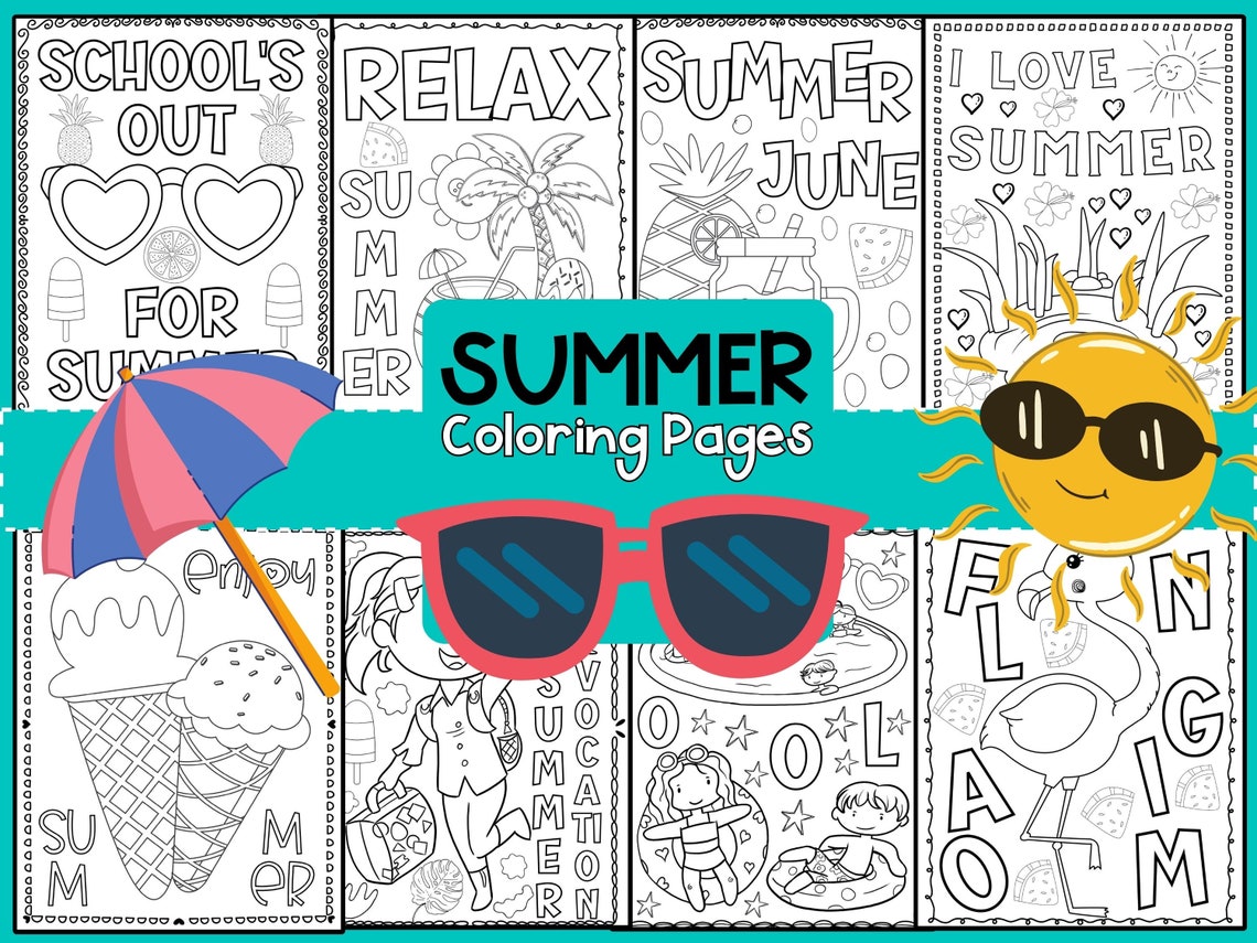 Printable Summer Coloring Pages End of Year Coloring Sheets Beach Coloring Sheets for Kids ...