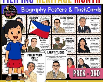 Filipino American Heritage Month Posters & Flashcards, Famous Filipino Americans