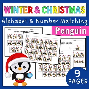 Penguin Alphabet Matching | Number Matching | Winter-Themed Activities For Kids | Christmas Letter Matching | December Activity