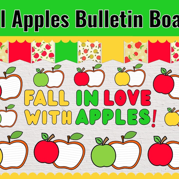 Printable Apple-Themed Bulletin Board Set | Fall Autumn September Classroom Decor Kit | Apple Harvest Classroom Decor