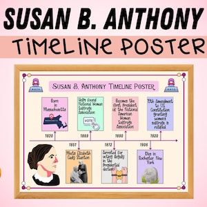 Susan B. Anthony Timeline Poster | Susan B. Anthony bulletin board | Classroom Decor | Women&#39;s History Month Poster