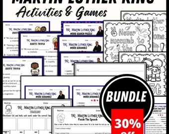 Martin Luther King JR Games & Activities BUNDLE | Black History Month Games Bundle |  Civil Rights Famous Quote Activities