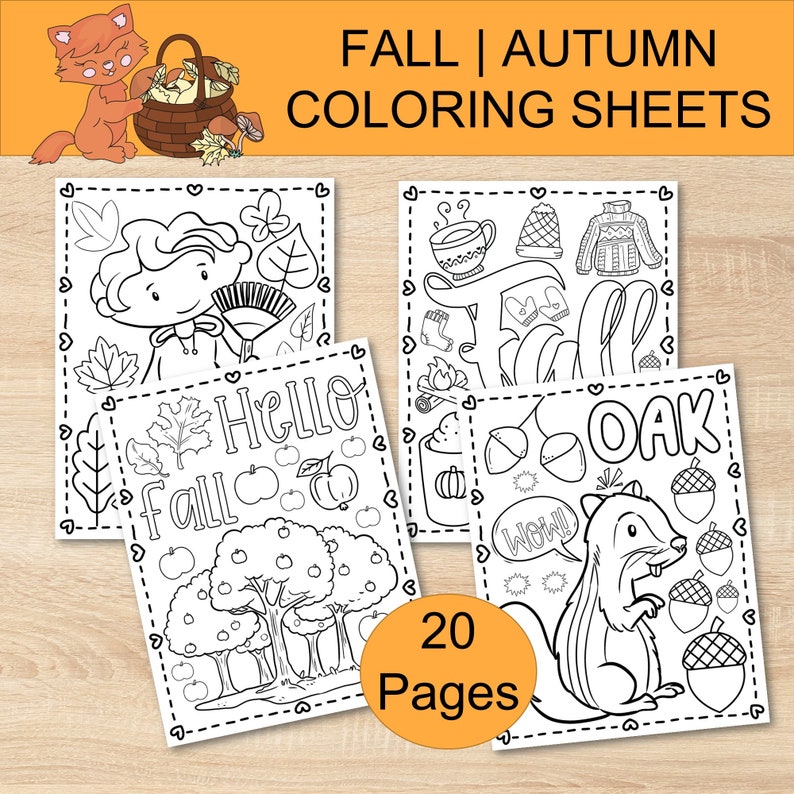 Fall Autumn Coloring Pages Pumpkin Coloring Sheets for Kids - Etsy