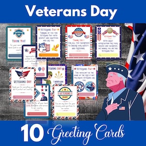 Veterans Day Greeting Cards | Patriotic Veterans Day Thank You Cards | Veterans Day Appreciation Card | Instant Download