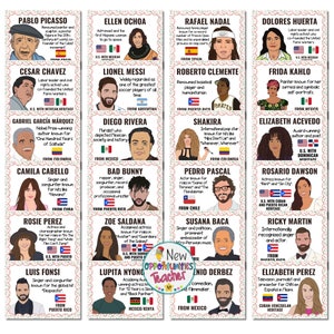 Hispanic Heritage Month Classroom Bulletin Board Set - 40 Iconic Figures - Hispanic Heroes Posters
