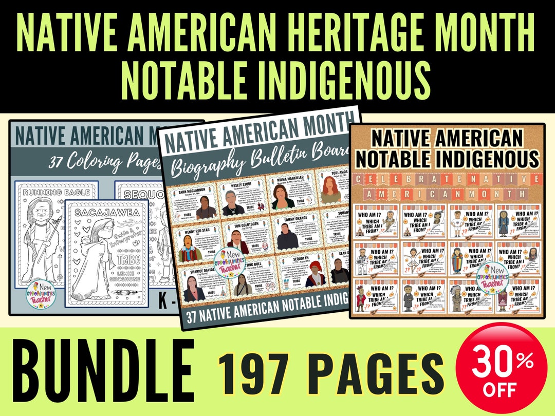 Native American Heritage Month Bundle – Coloring Pages & Bulletin ...