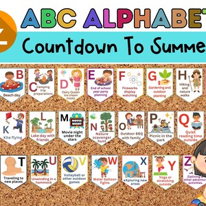 ABC Countdown To Summer Bulletin Board | Alphabet Countdown Pennants | End of the Year Classroom Decor | Summer Bulletin Board Kit