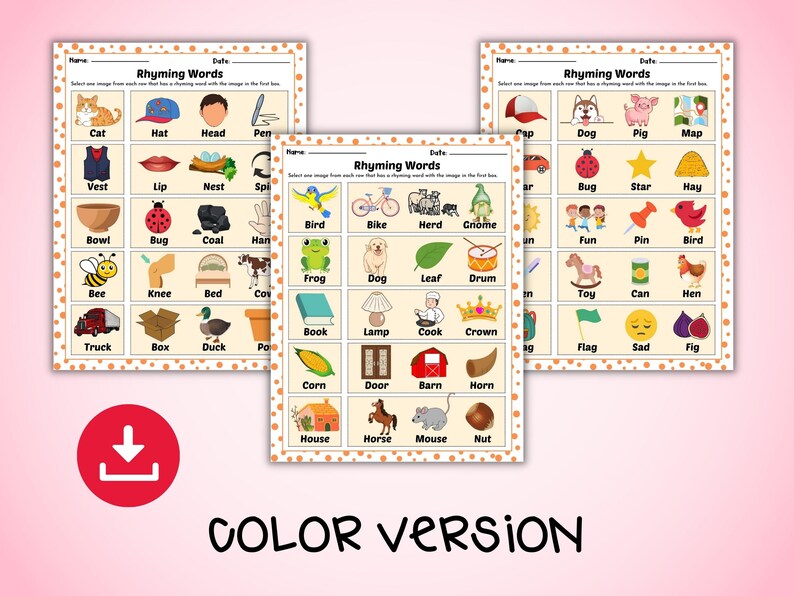 Rhyming Words Worksheets for Kindergartners National Poetry Month