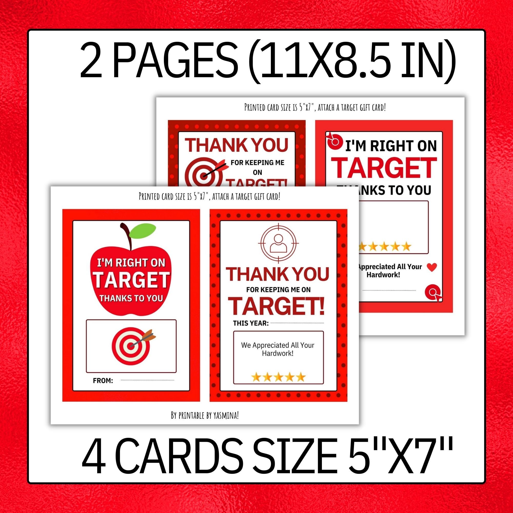 4 Target Teacher Appreciation Printable Gift Card Holder Etsy