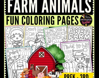 Fall Farm Animals Coloring Pages, Harvest Autumn Theme (Digital Download)