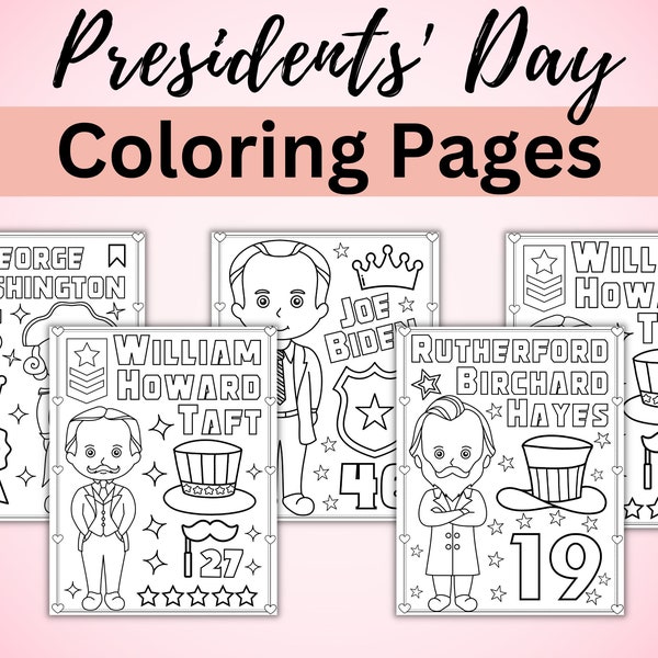 Printable Presidents' Day Coloring Pages | Presidents' Day Coloring Sheets | February Coloring Book Activity