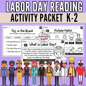 Labor Day Reading Comprehension Passage with Questions | Activity Packet for Kindergarten | Labor Day Activities | Kids Labor Day Games