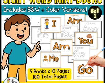 Sight Word Mini Books Set 1, TK Literacy (Digital Download)