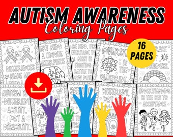 Autism Awareness Month Coloring Pages, Autism Acceptance Puzzles Coloring Sheets, April is Autism Awareness Month Coloring Book