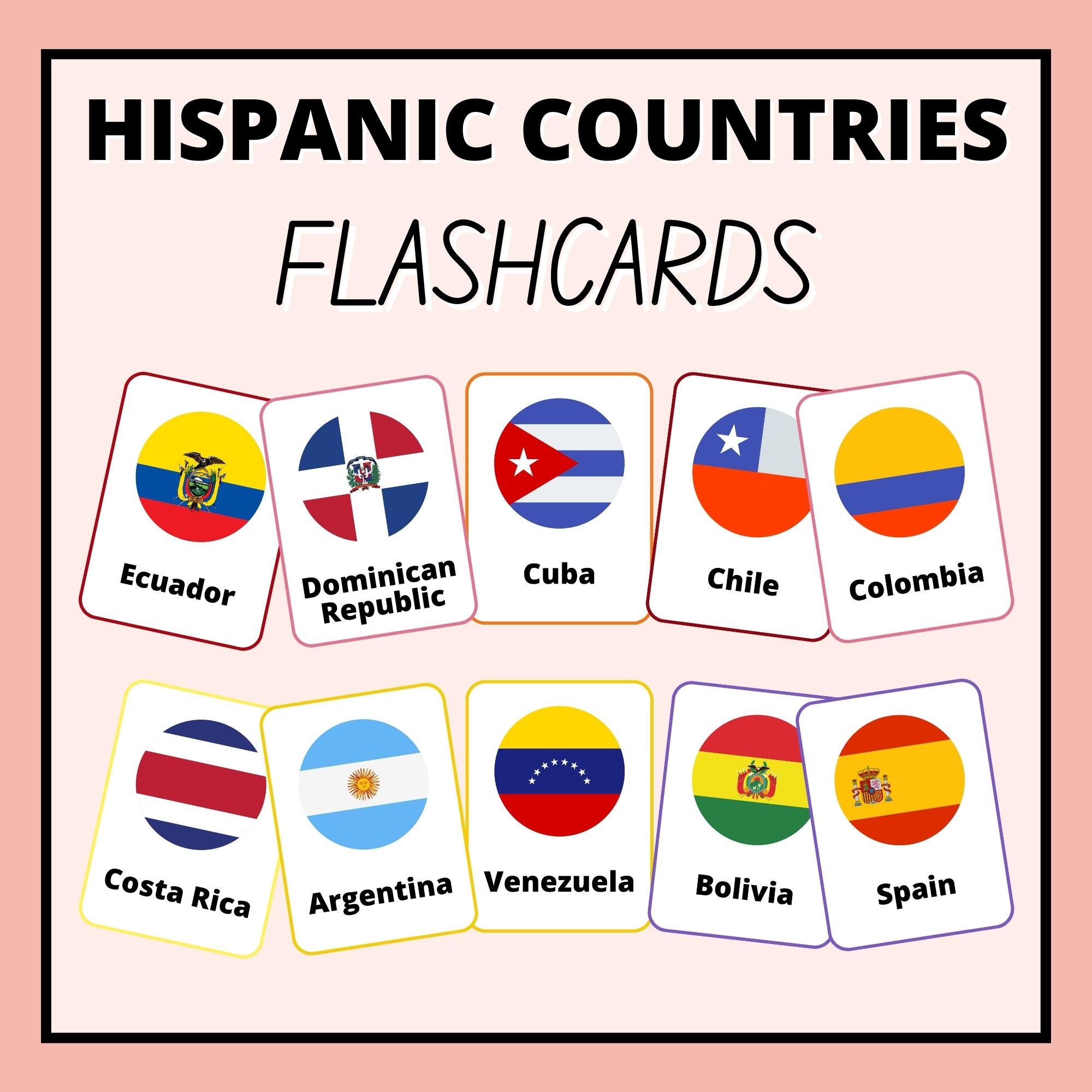 Hispanic Heritage Month Flag Matching Cards Game