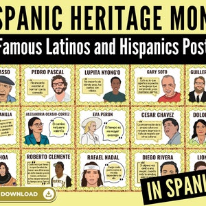 Hispanic Heritage Month Inspirational Quotes In Spanish | Hispanic Icons Classroom Bulletin Board Set - 20 Spanish Inspirational Posters