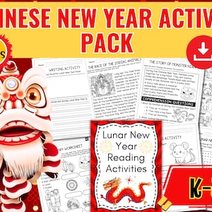 Lunar New Year 2024 Activity Pack - Chinese New Year Worksheets - Dragon Year - China Zodiac Animal Legend - PDF Instant Download