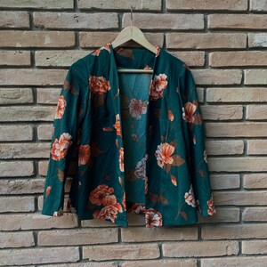 70s green floral blouse