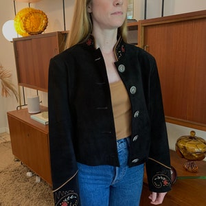 90s vintage leather scully floral jacket