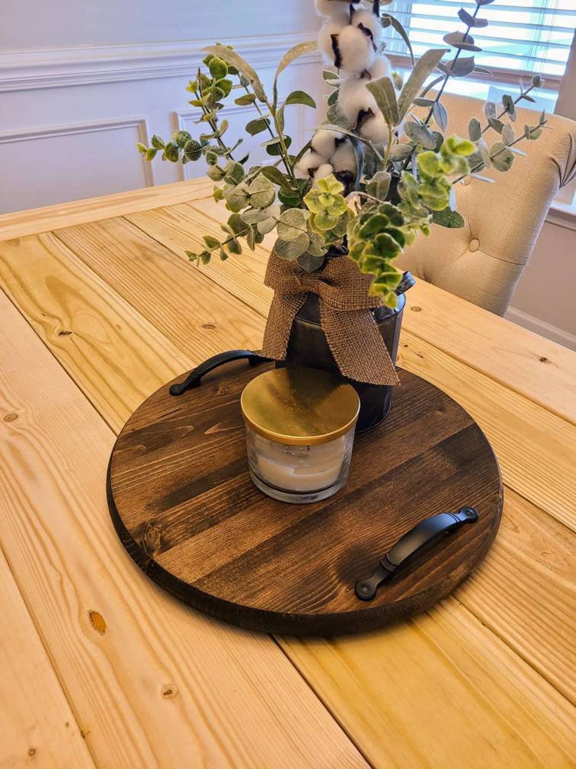 Round Wooden Tray. Farmhouse Tray. Decorative Tray. Home | Etsy