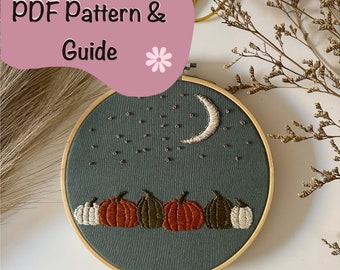 Pumpkin Patch Embroidery Pattern, PDF pattern design, Embroidery Hoop art, Halloween Embroidery Art, Home Decor, Embroidery Pattern