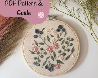 Botanical Blush PDF , pdf download , Instant download pattern, Embroidery pattern, Hoop art, Digital download, PDF floral embroidery