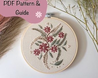 Rustic daisies PDF, Instant download, Floral embroidery, PDF pattern, digital download, embroidery hoop art, hand embroidery, PDF florals
